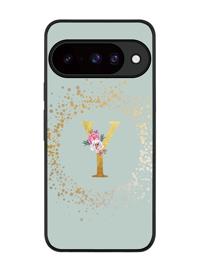 For Google Pixel 10 Case,Slim fit Camera Protection, Shockproof Thin Phone cover  - Custom Monogram Floral - Y  (Light Grey )